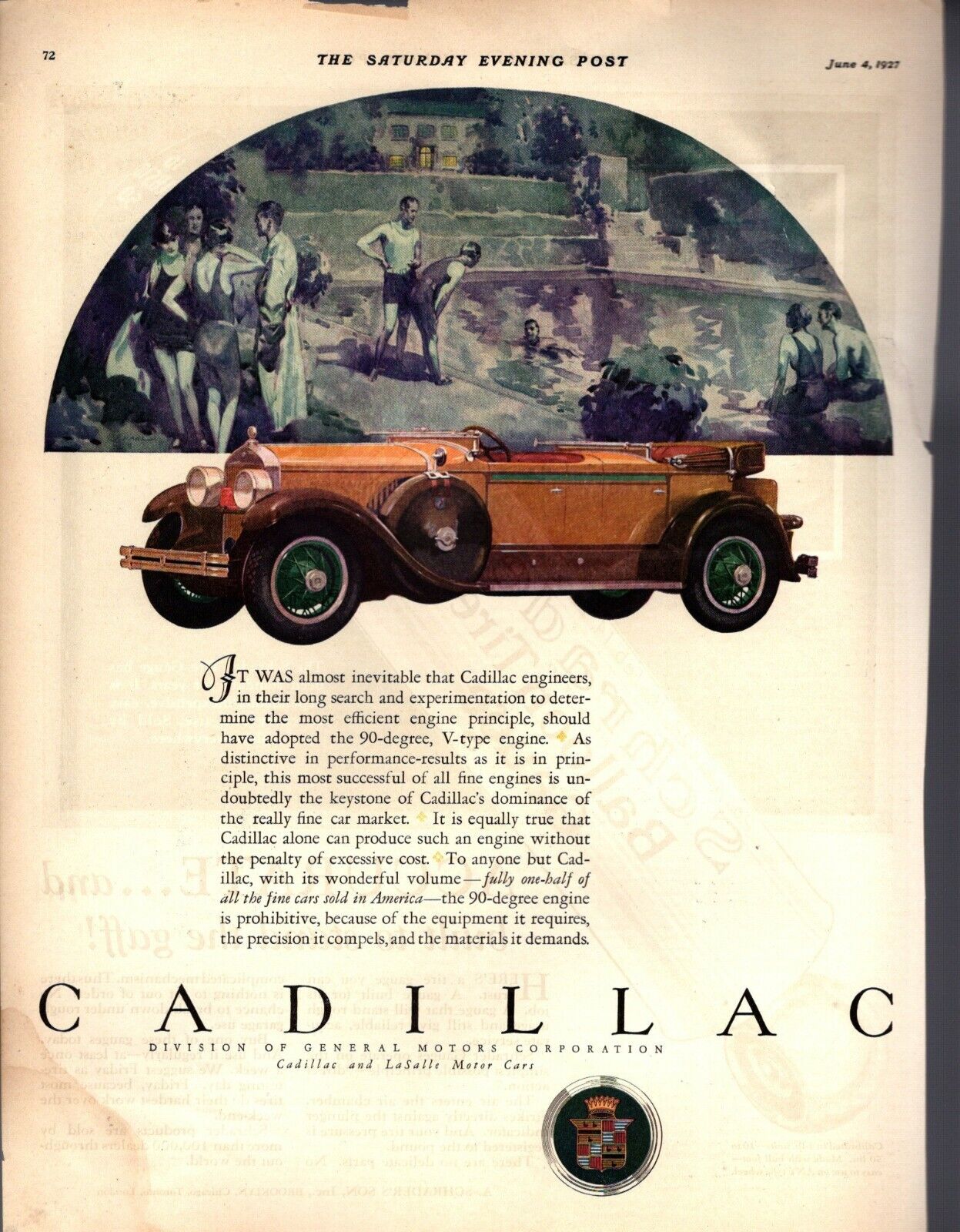 1927 Cadillac dual cowl phaeton Original auto ad - very rare