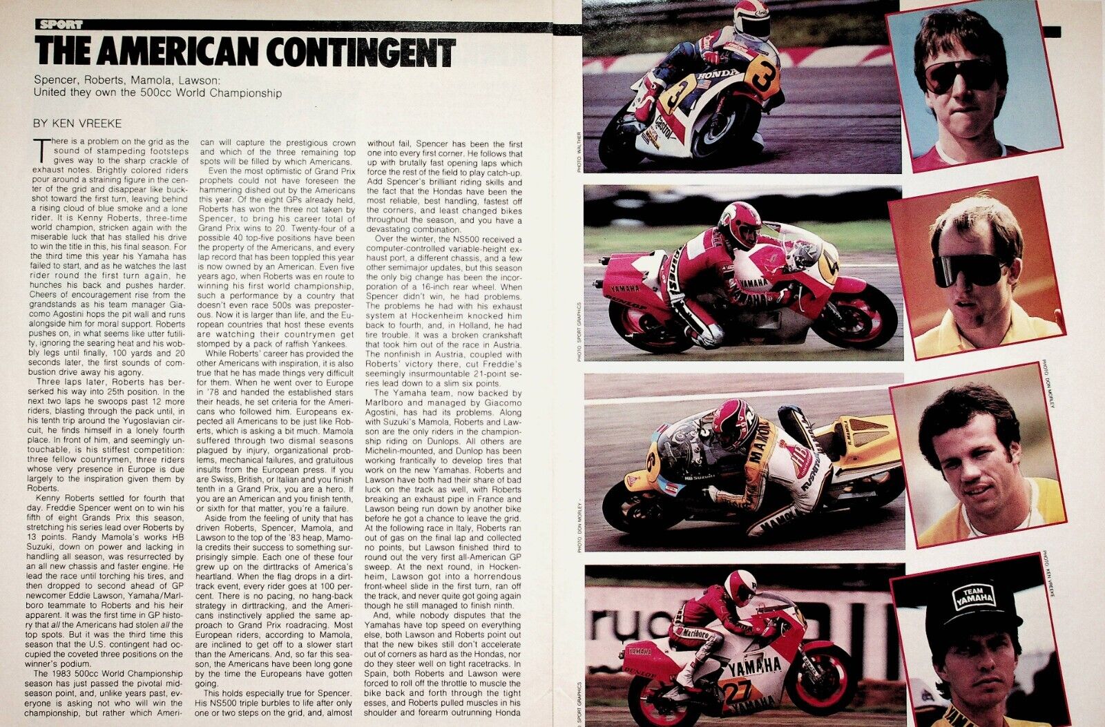 1983 The American Contingent Motorcycle GP Roadracing - 4-Page Vintage Article