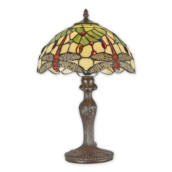 9934339-d Colorful Lead Glass Table Lamp Vintage Tiffan.stil 12 3/16x18 1/2in