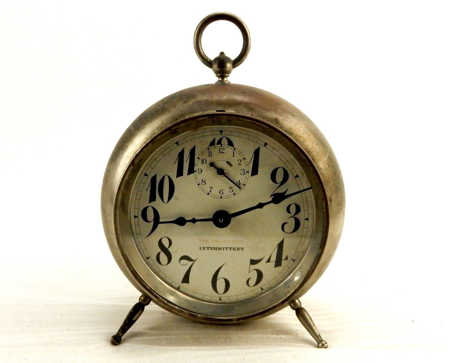 3-Legged Vintage Brass Alarm Clock, New Haven Intermittent, Parts/Repair, #C-20