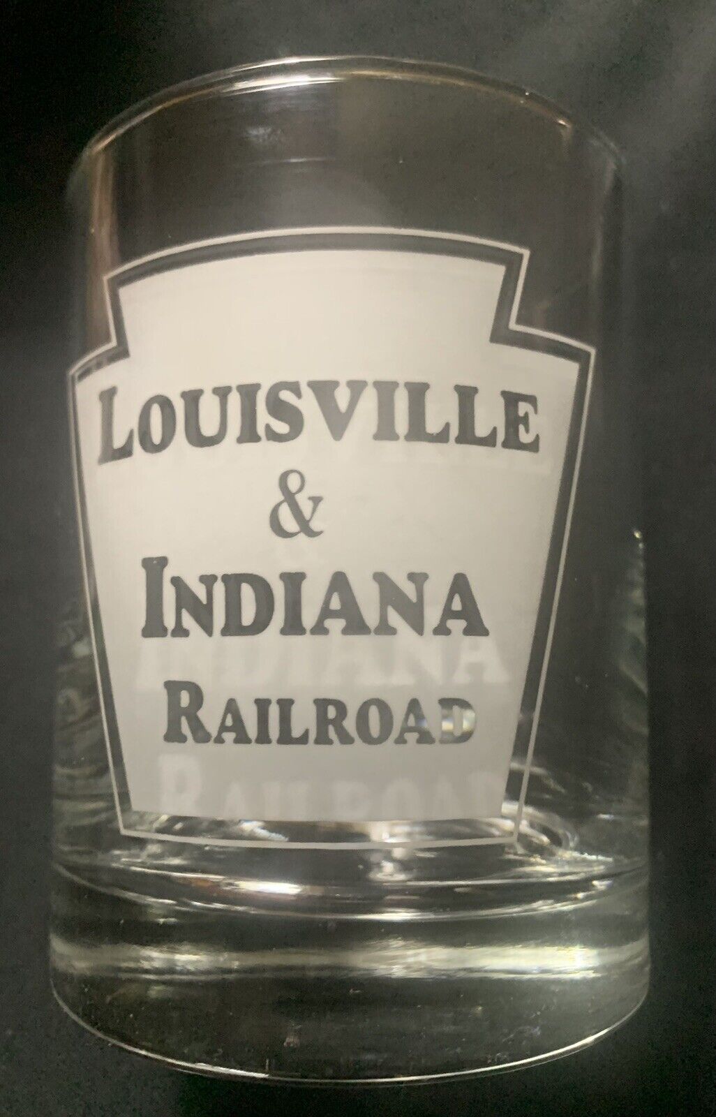 VTG LOUISVILLE & INDIANA RAILROAD RR FROST ETCHED LOW BALL GLASS