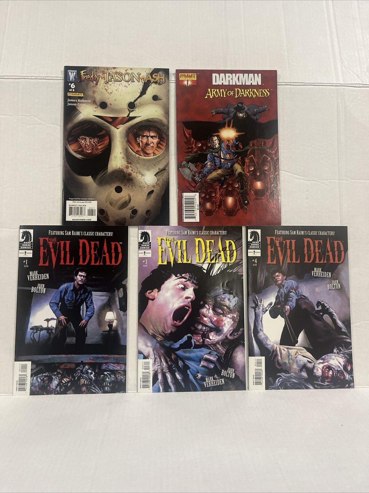 Lot Of 5 Horror Comics: Evil Dead 1 3 4 , FREDDY VS  JASON VS ASH 6, Darkman