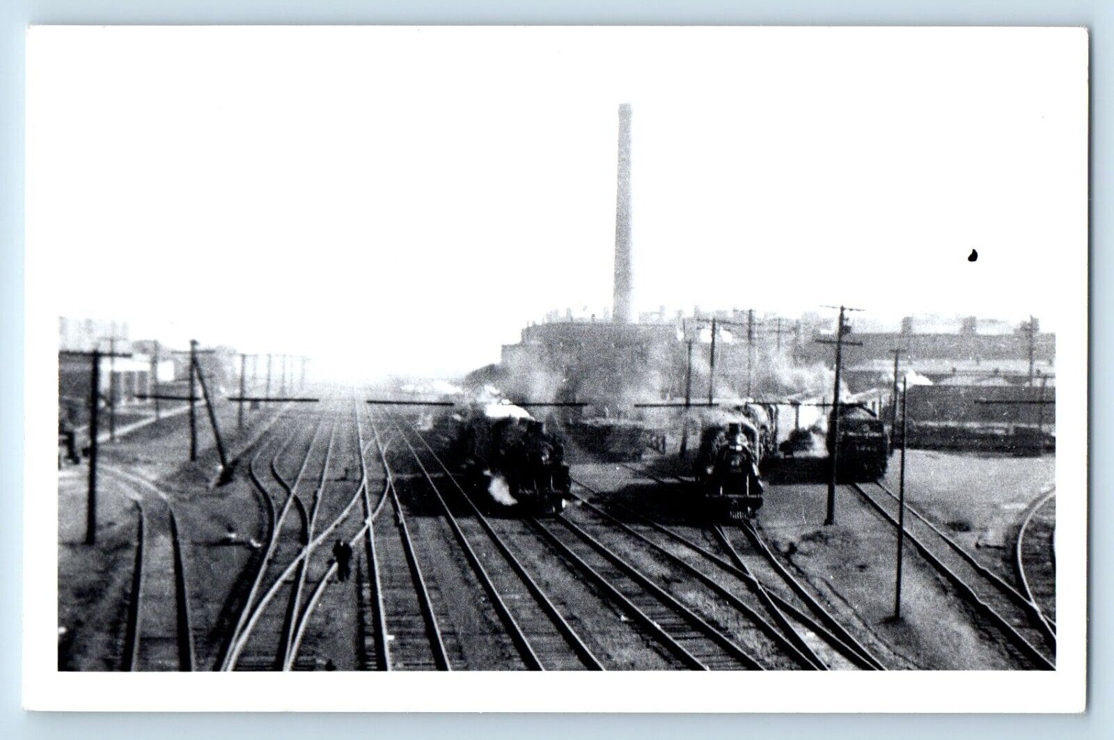 Buffalo New York Postcard Broadway-Bailey Yard Roundhouse Locomotive Train 1940