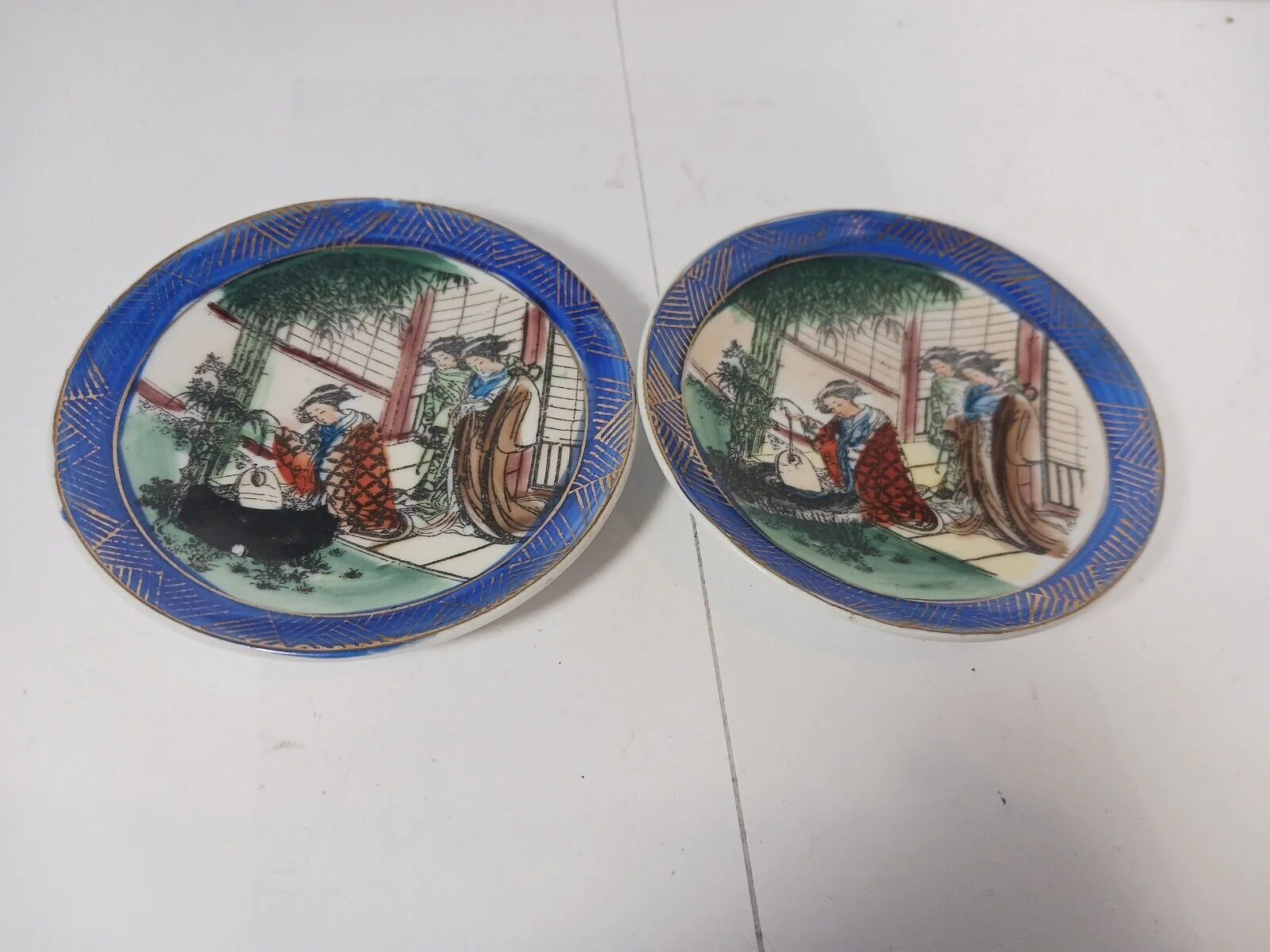 2 Tiny Chinese Hand Painted Plates /signed