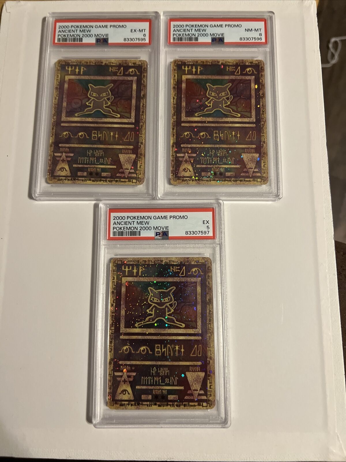 2000 Ancient Mew PSA Lot Of 3 Sequentially Numbered Slabs PSA 5 PSA 6 PSA 8
