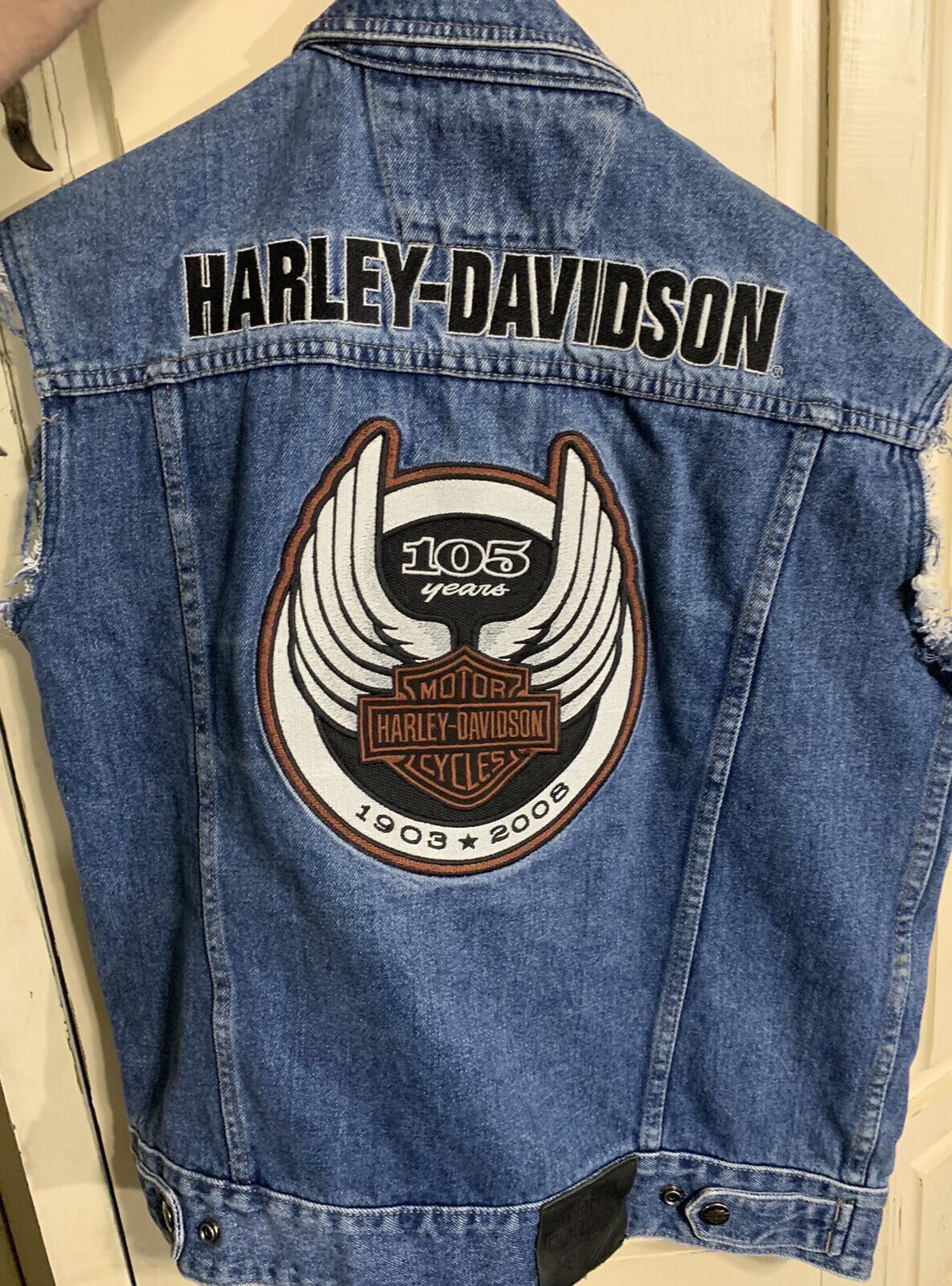 Men’s Harley Davidson Blue Jean Vest Size Small, Special Edition.