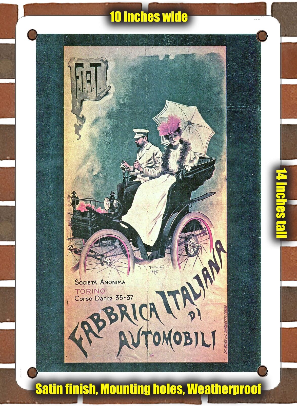 METAL SIGN - 1899 Fiat Italian Automobile Factory - 10x14 Inches