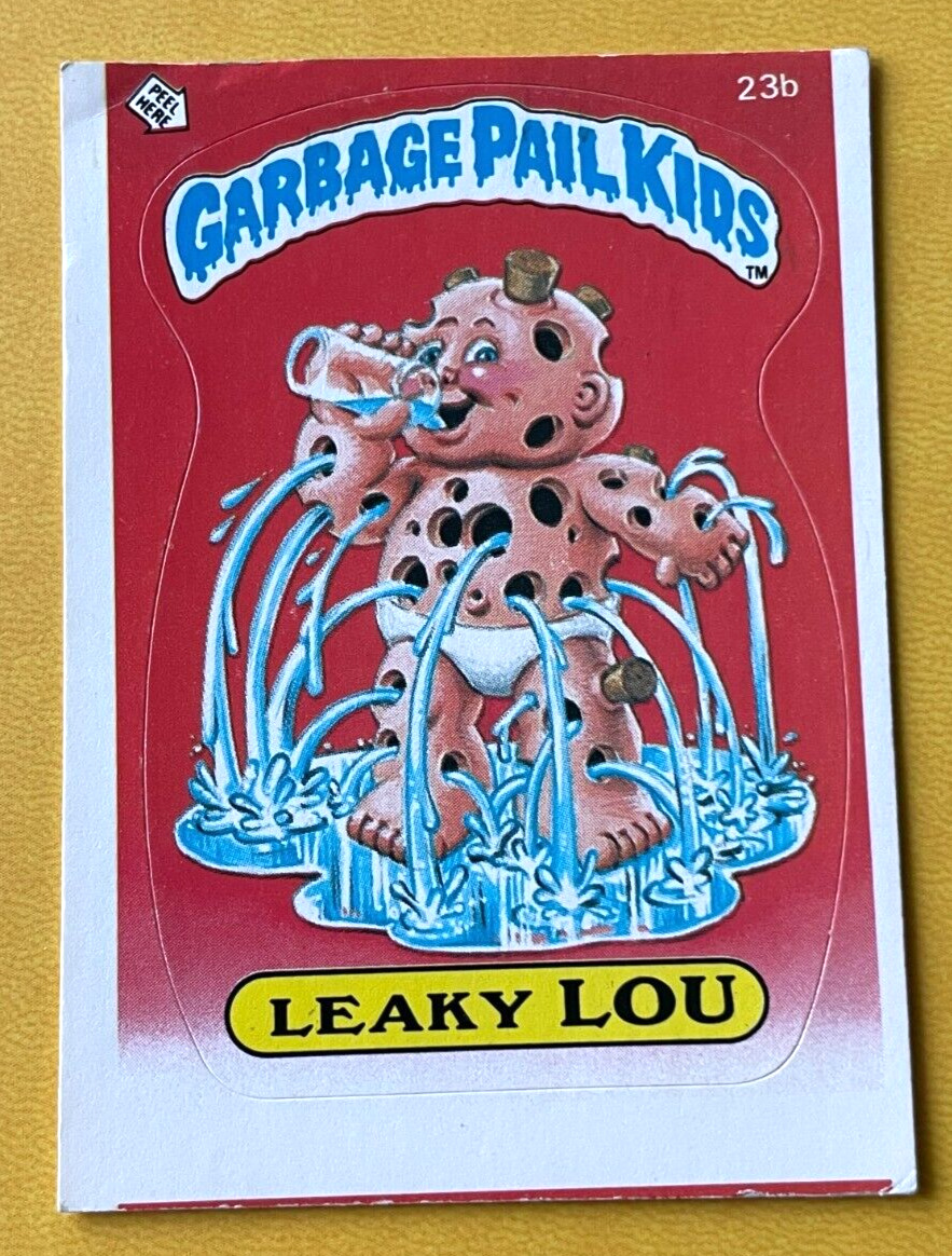 1985 Topps OS1 1st Series 1 Garbage Pail Kids 23b LEAKY LOU Card MISCUT ERROR