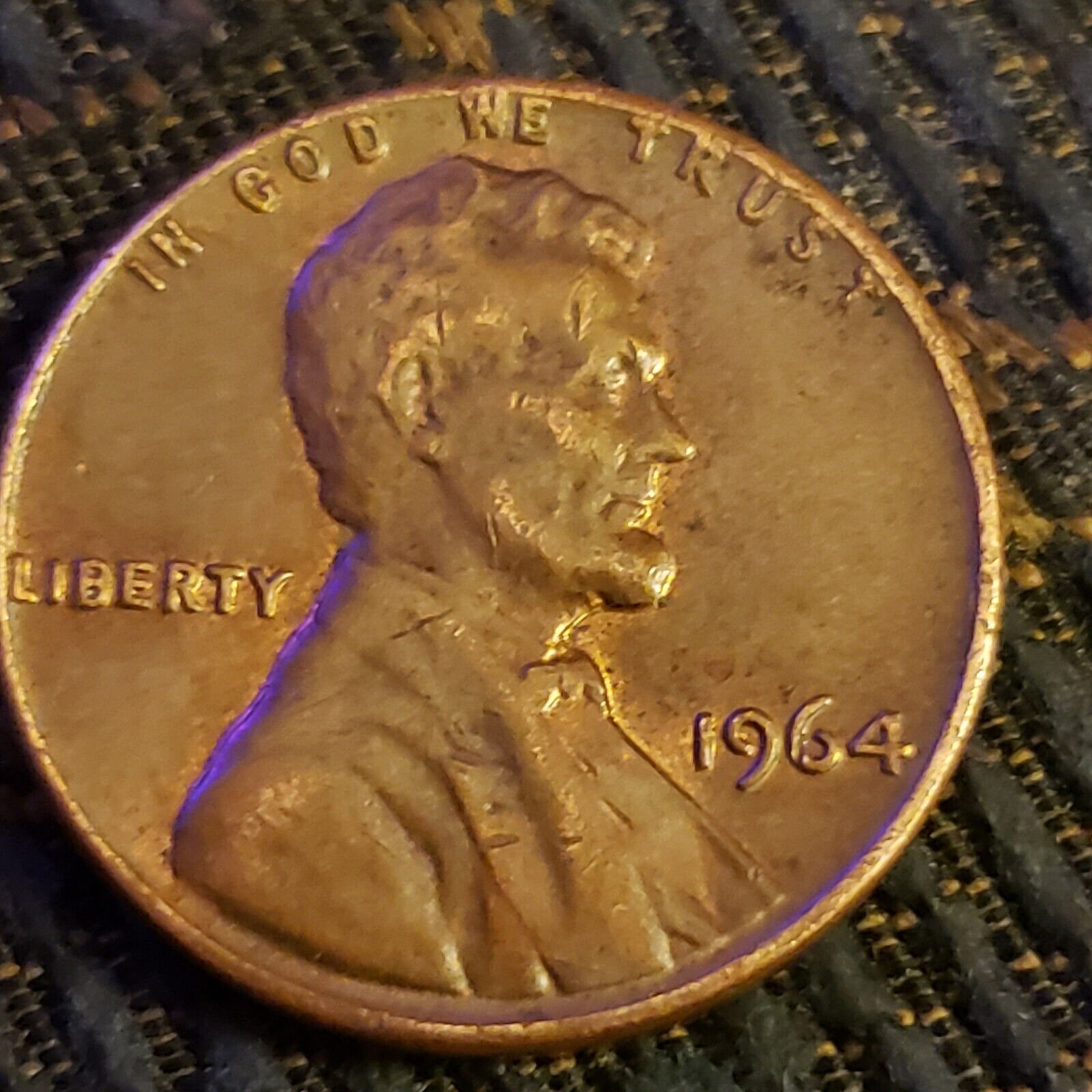1964 Lincoln Penny No Mint Mark. L, RIM ERROR, W ERROR  good condition