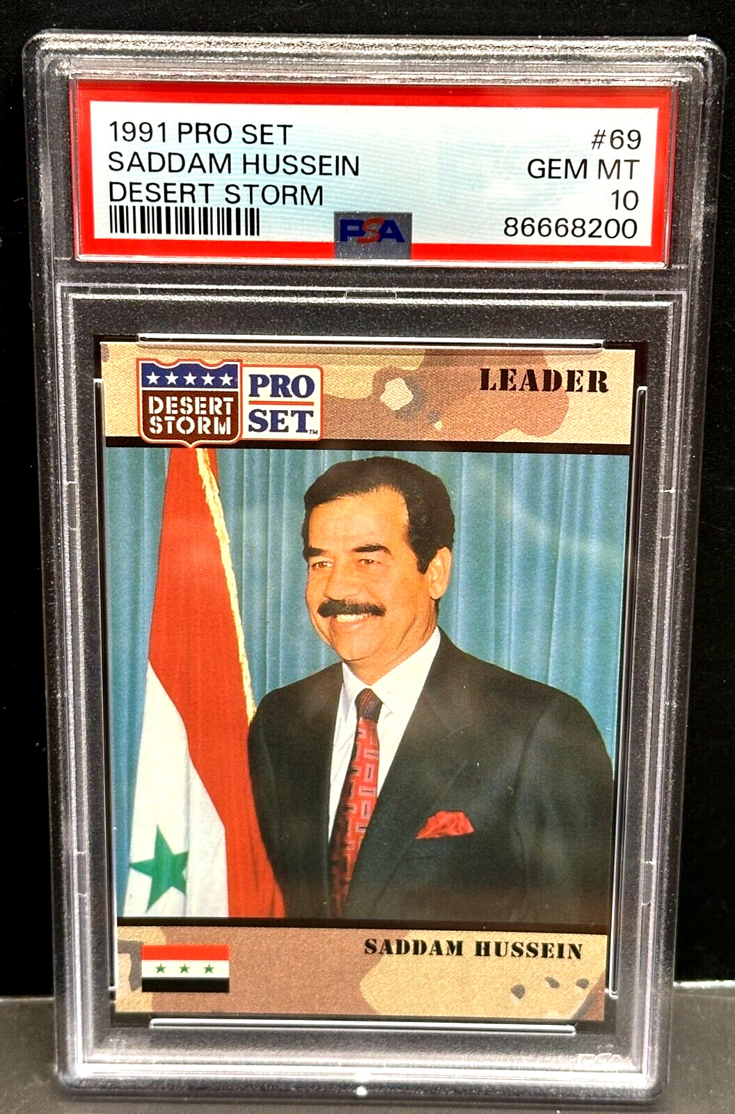 Saddam Hussein 1991 Pro Set Desert Storm RC Rookie Card #69 PSA 10 GEM MT QTY