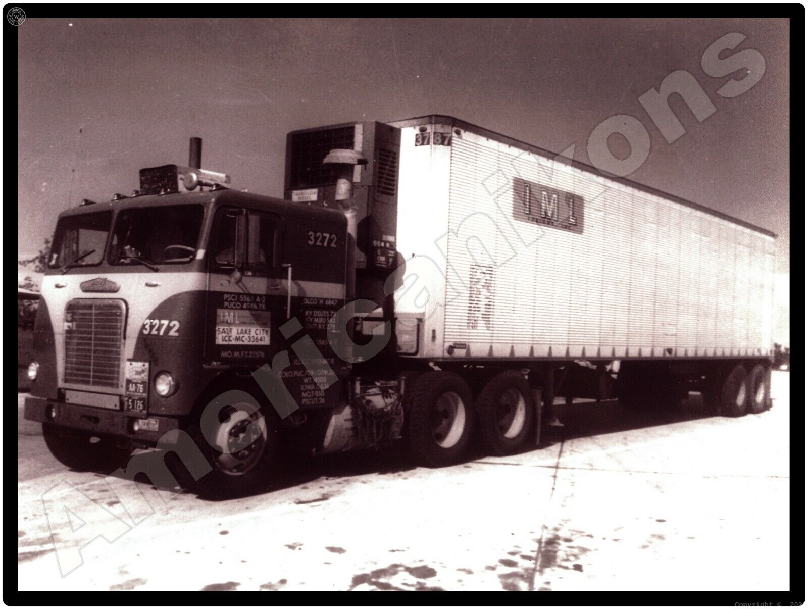White Freightliner Trucks New Metal Sign: IML Carriers, Salt Lake City Trac Trlr