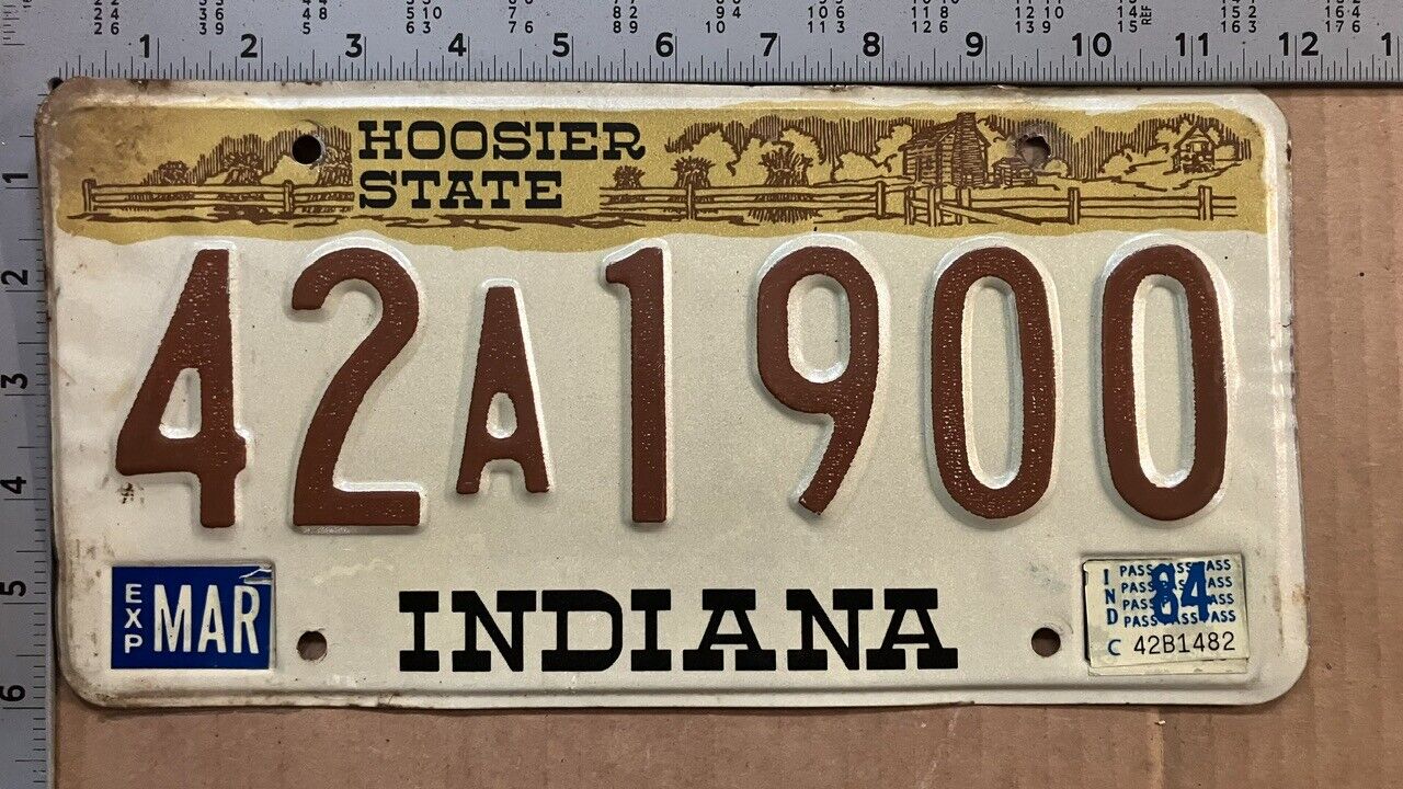 1982 1983 1984 Indiana license plate 42 A 1900 YOM DMV Hoosier State 6777
