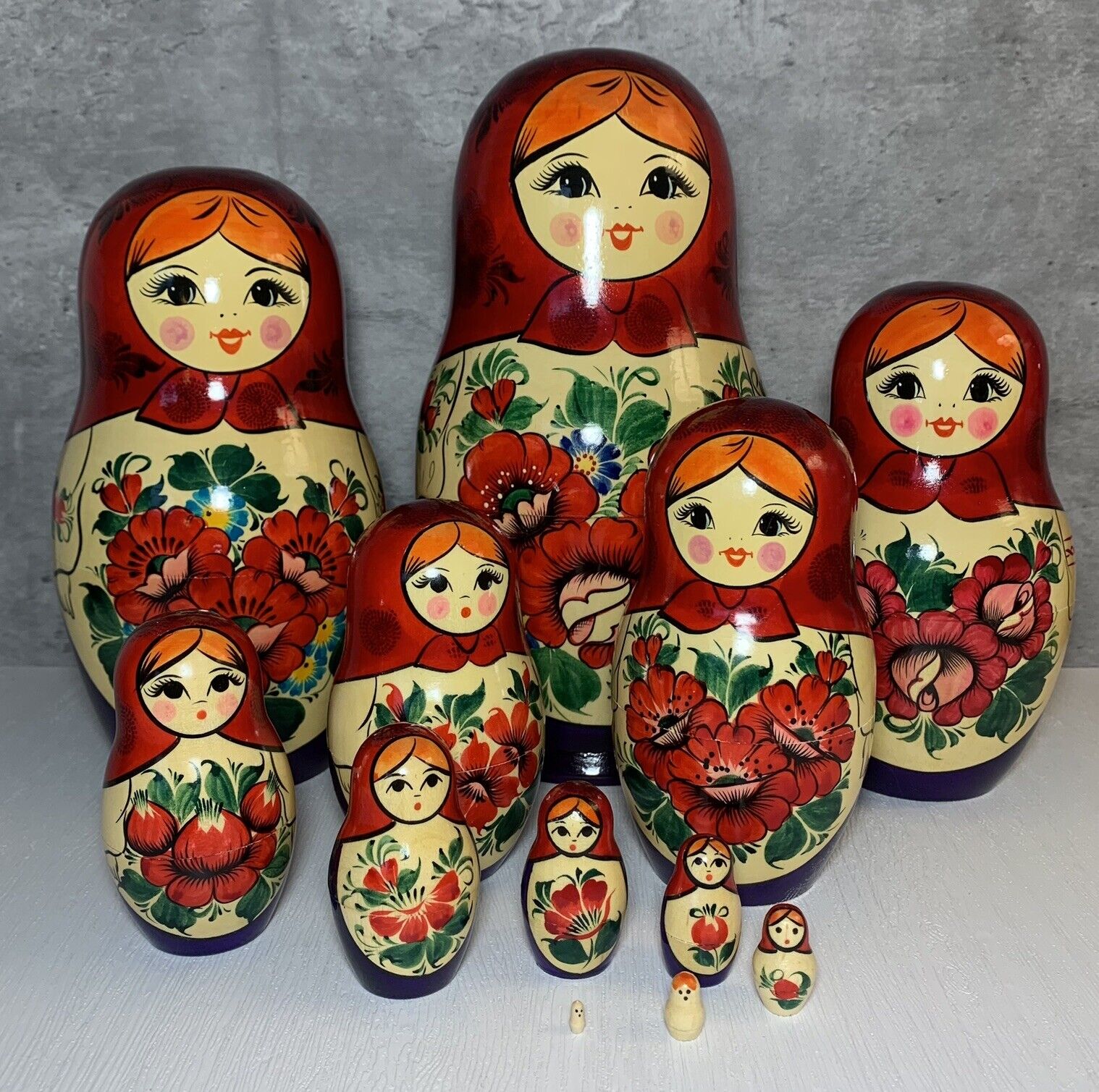 Set of 12 Traditional Russian Matryoshka Nolinsk Babushka Dolls 10\