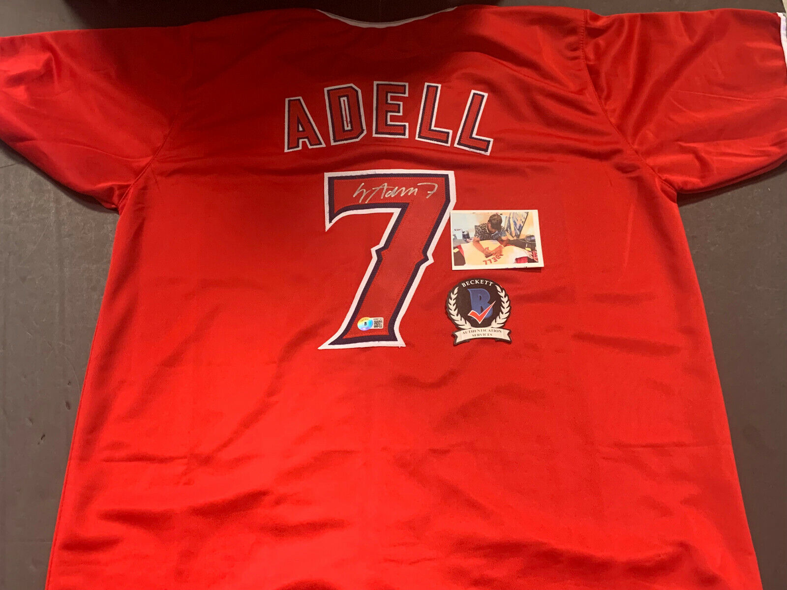 Jo Adell Angels Auto Signed Jersey Custom Beckett WITNESS COA Red .