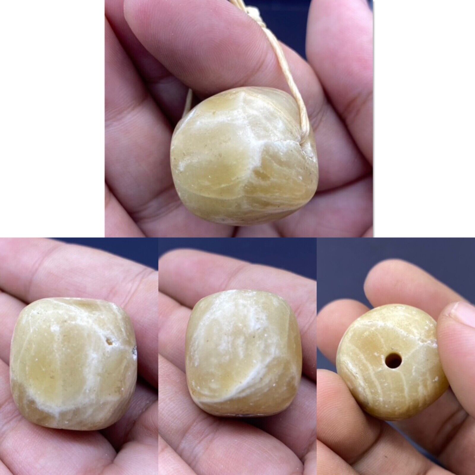 Very Authentic Old Natural Alabaster Stone Bactrian Beads Over 1000 Years Old
