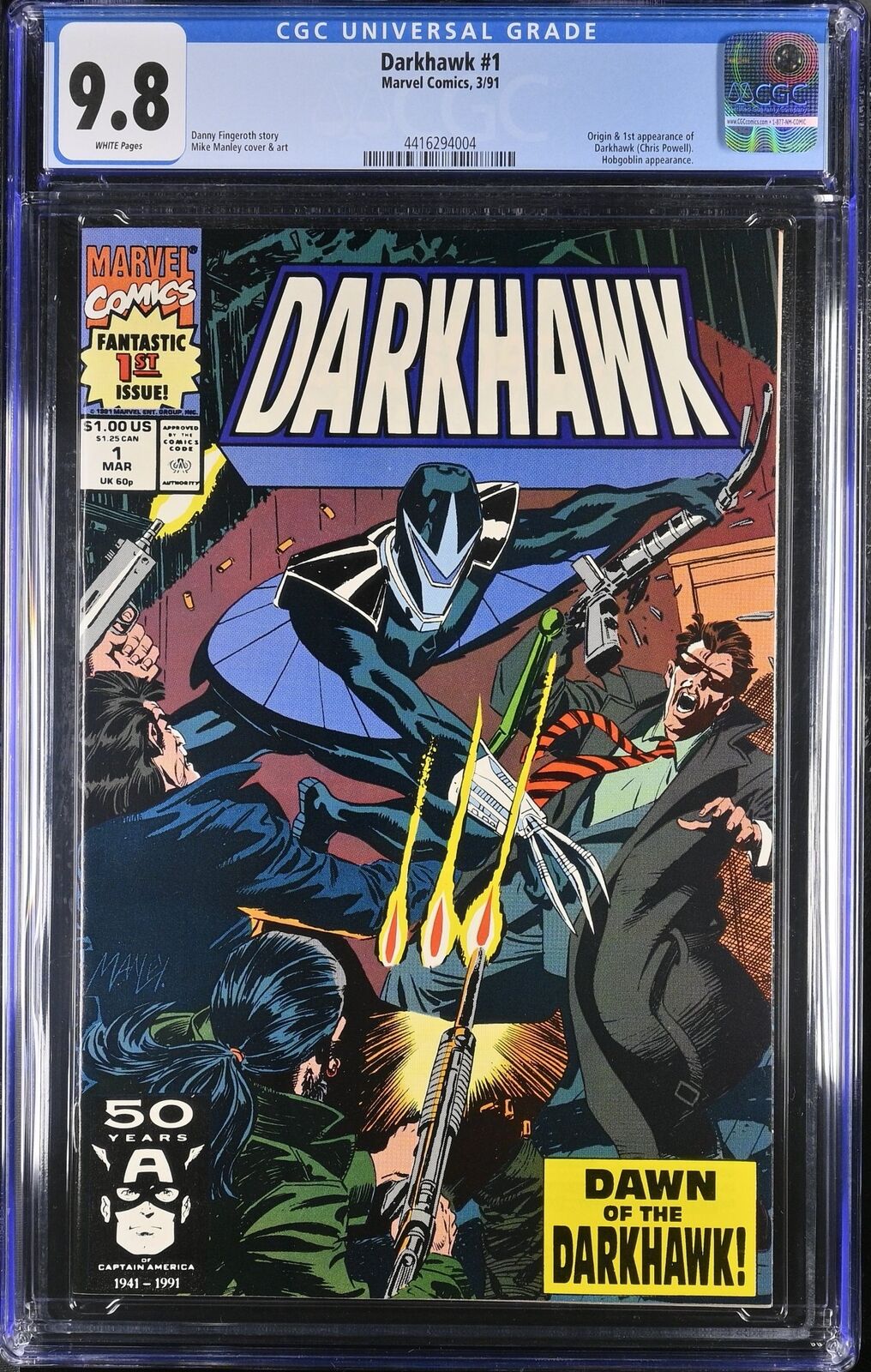 Darkhawk #1 CGC NM/M 9.8 White Pages 1st Full Darkhawk  Key Marvel 1991