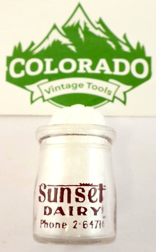 Sunset Dairy (Phone 2-6471) Tucson Az. Oldest Dairy / Glass Milk Creamer / CVT