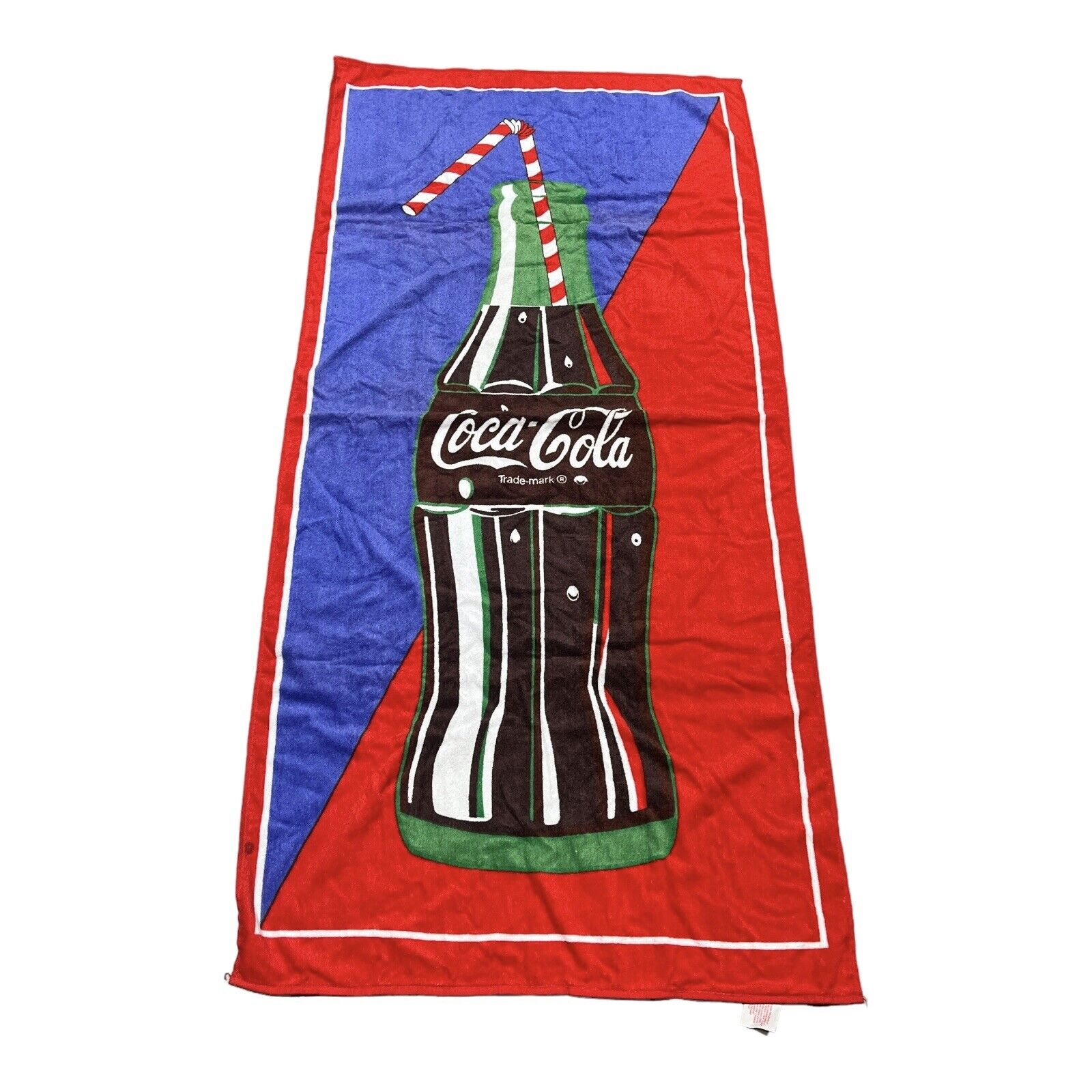 Vintage 90’s Coca Cola Coke Beach Pool Towel 55”x29” Size - Very Crisp & Clean