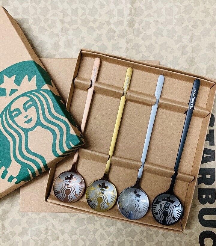 2023 Hot 4pcs Starbucks Coffee Spoons Set Colorful Stainless steel304 Spoon Gift