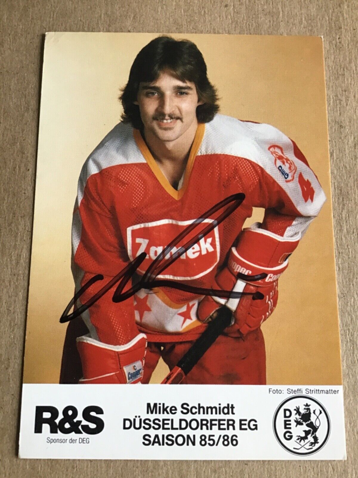 Mike Schmidt, Canada 🇨🇦 Hockey Düsseldorfer EG 1985/86 hand signed