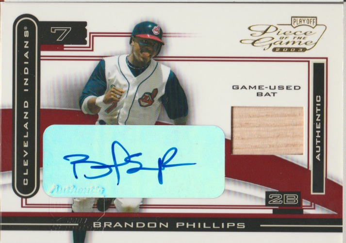 Brandon Phillips 2003 Playoff Piece of the Game autograph auto card POG-21