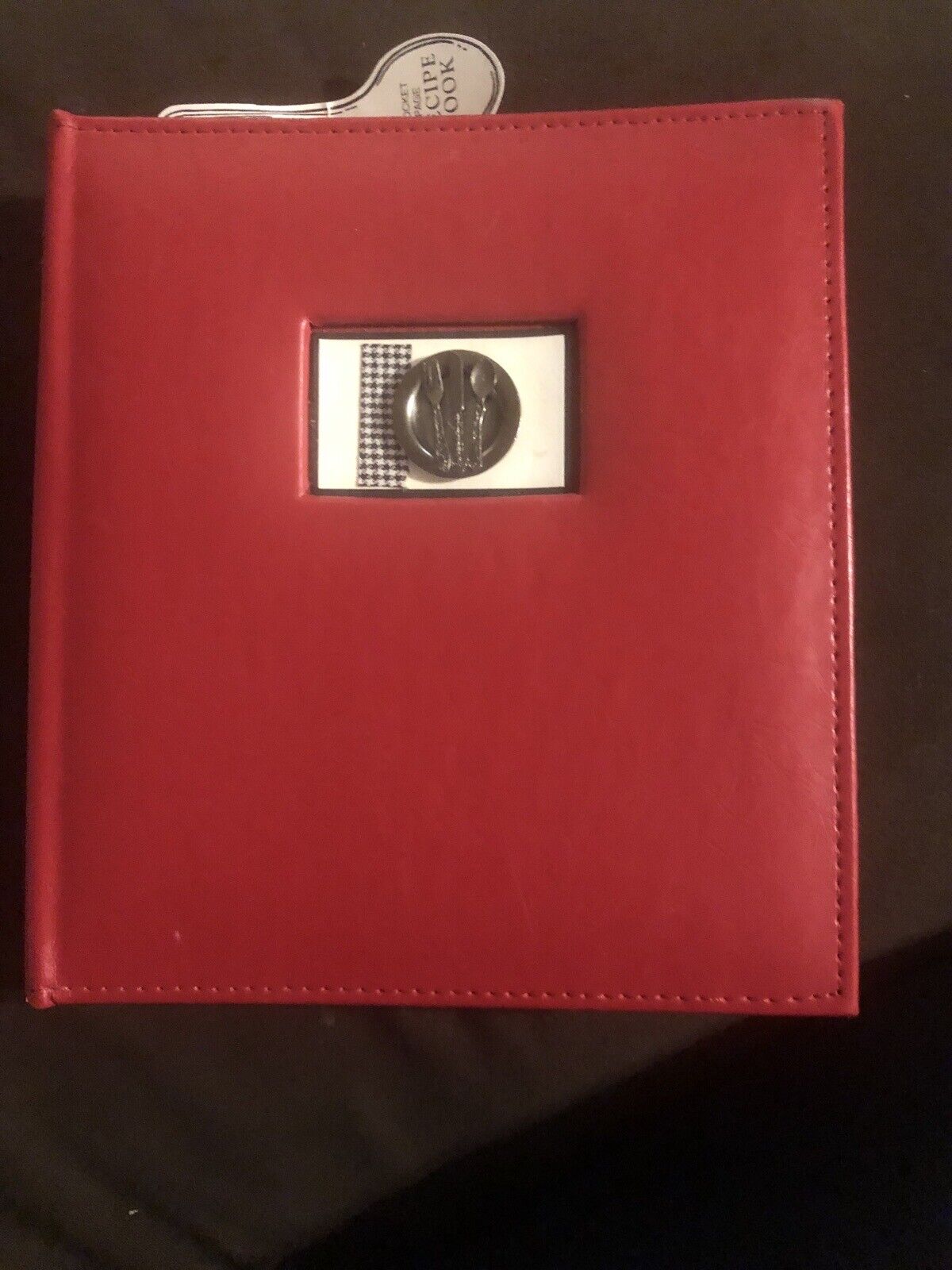 CR Gibson Bon Appetite Red Leather Bound Recipe Book 3Ring Binder Pockets Cards