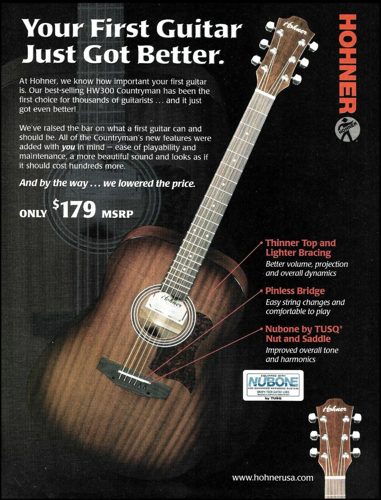 Hohner HW300 Countryman 2005 acoustic guitar advertisement 8 x 11 ad print