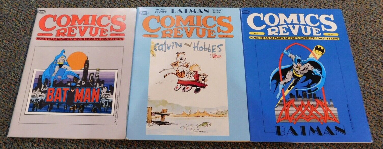 Comics Revue #41 - 43  all 3 in  FN; 2 Batman covers & Rare Calvin cover