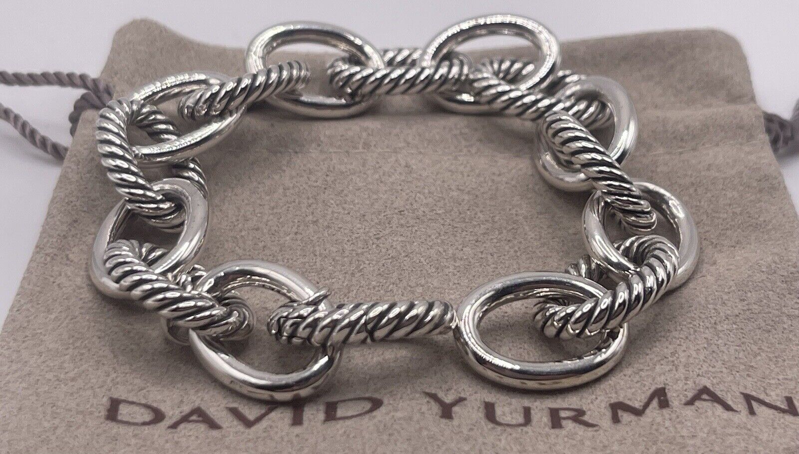 David Yurman Sterling Silver Oval Link Cable Chain Bracelet