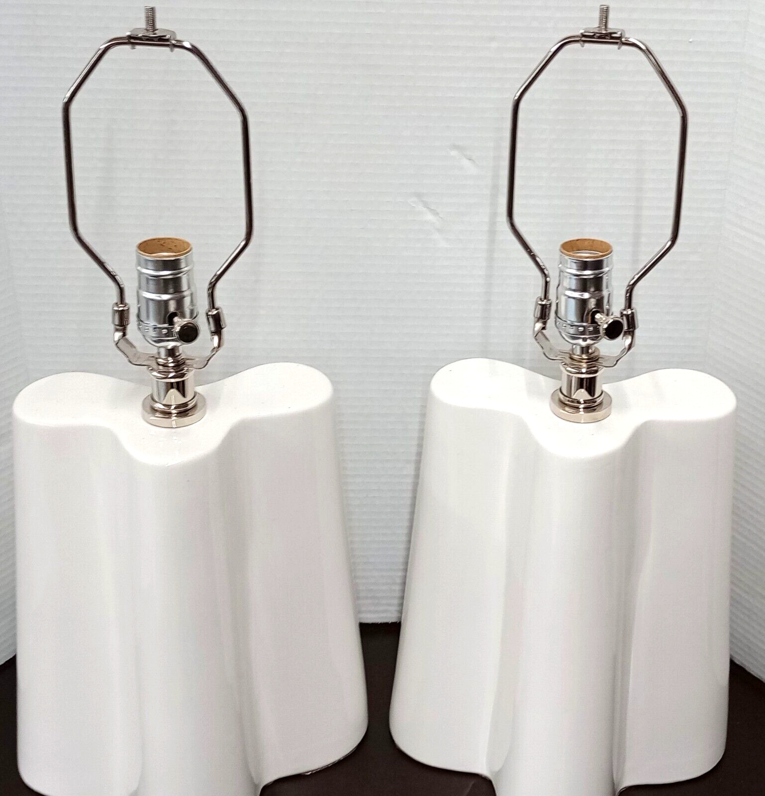 PAIR OF (2) RARE WHITE TABLE LAMPS BY ROBERT ABBEY - ACCENT - DISCONTINUED