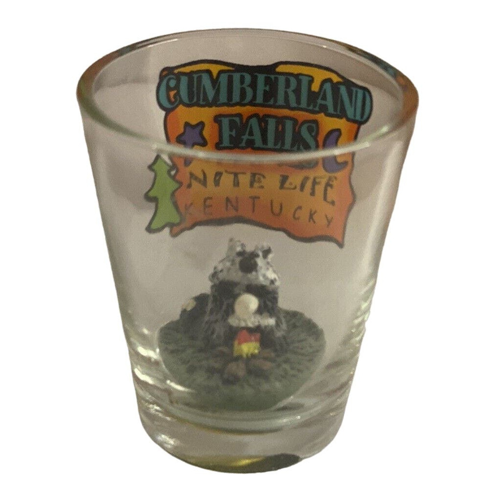 Cumberland Falls Kentucky Shot Glass W/ An Unknown Animal Roasting A Marshmallow