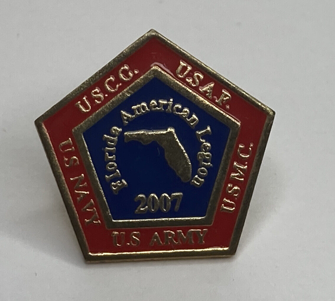 2007 Florida American Legion Lapel Hat Pin, Military NAVY ARMY AIR Force - 3/4”