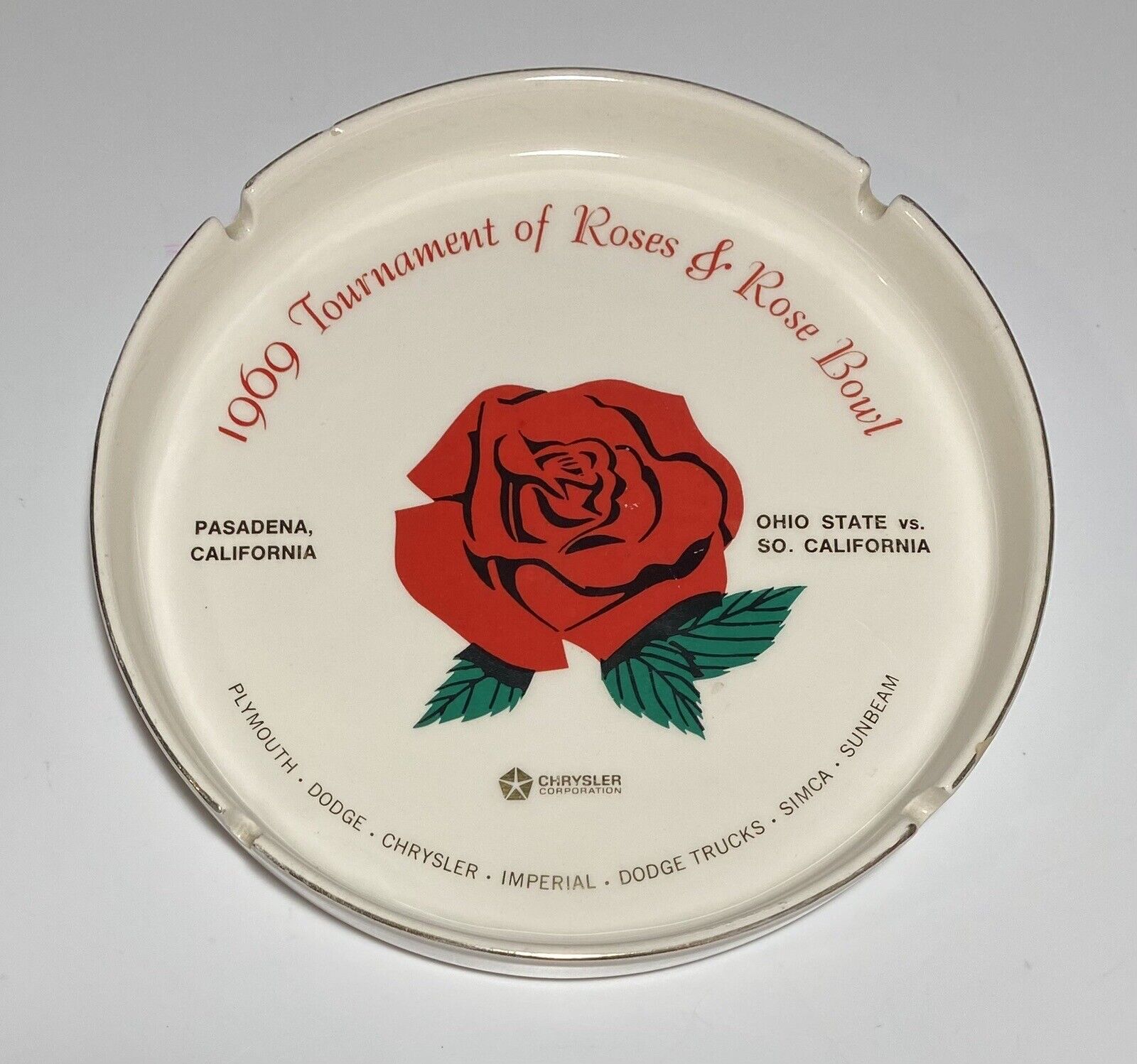 1969 Tournament of Roses Ashtray - Ohio State VS So. California - Rare