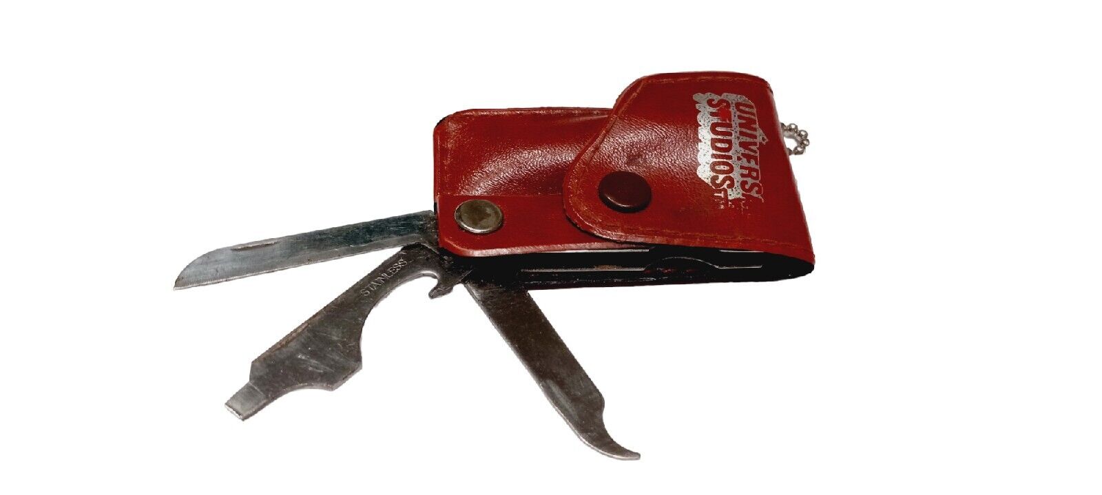 Vintage 1980's UNIVERSAL STUDIOS Clipper Knife Keychain Souvenir Pleather Case