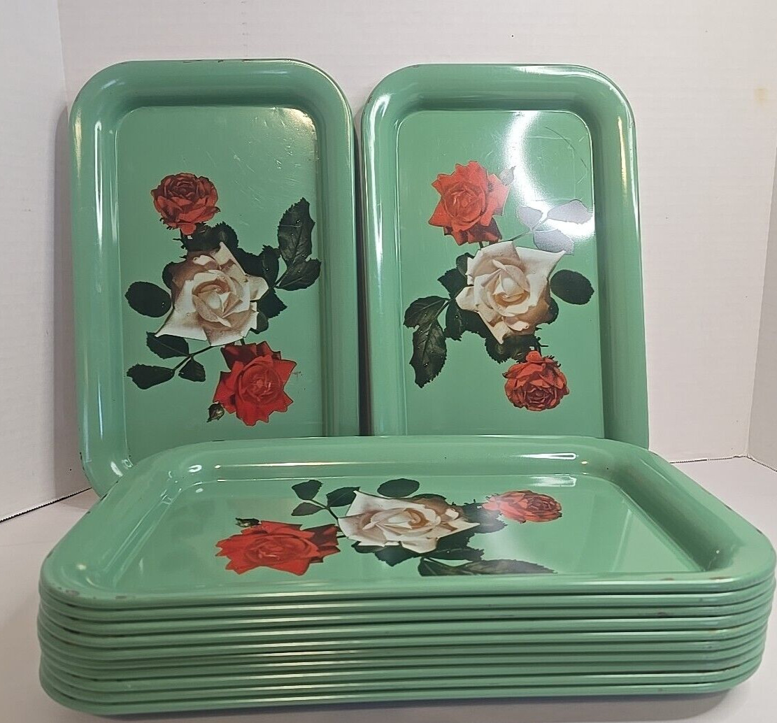 12 Vintage 1940\'s-1950\'s Mid-Century Rose Tray - Serving/Display, Table or Wall