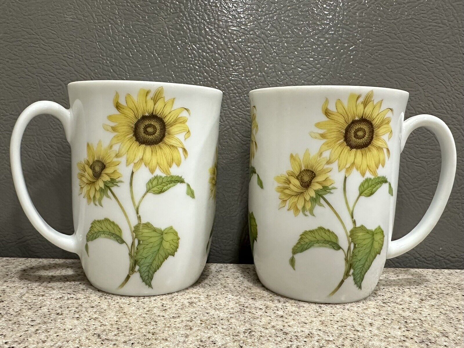 2 Spal Porcelanas Made For Hotchow Collection In Portugal Coffee Mugs Sunflowers