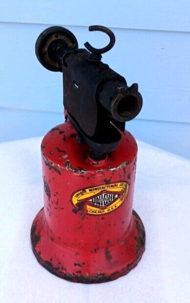 Antique Blow Torch Unique MFG Company Chicago USA Vintage RED