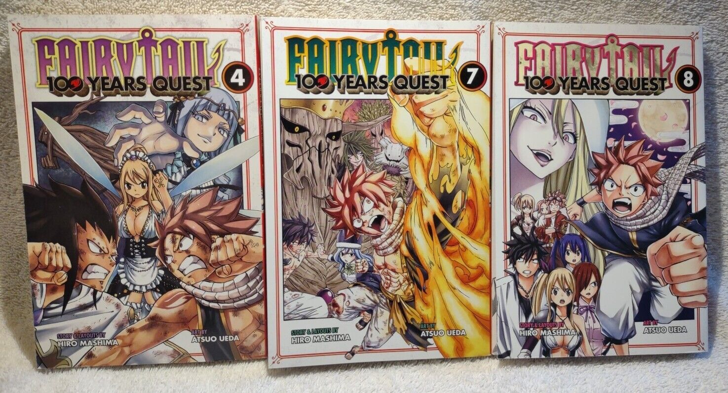 Lot Of FAIRY TAIL: 100 Years Quest 4, 7, 8 Paperback Hiro Mashima VGC 