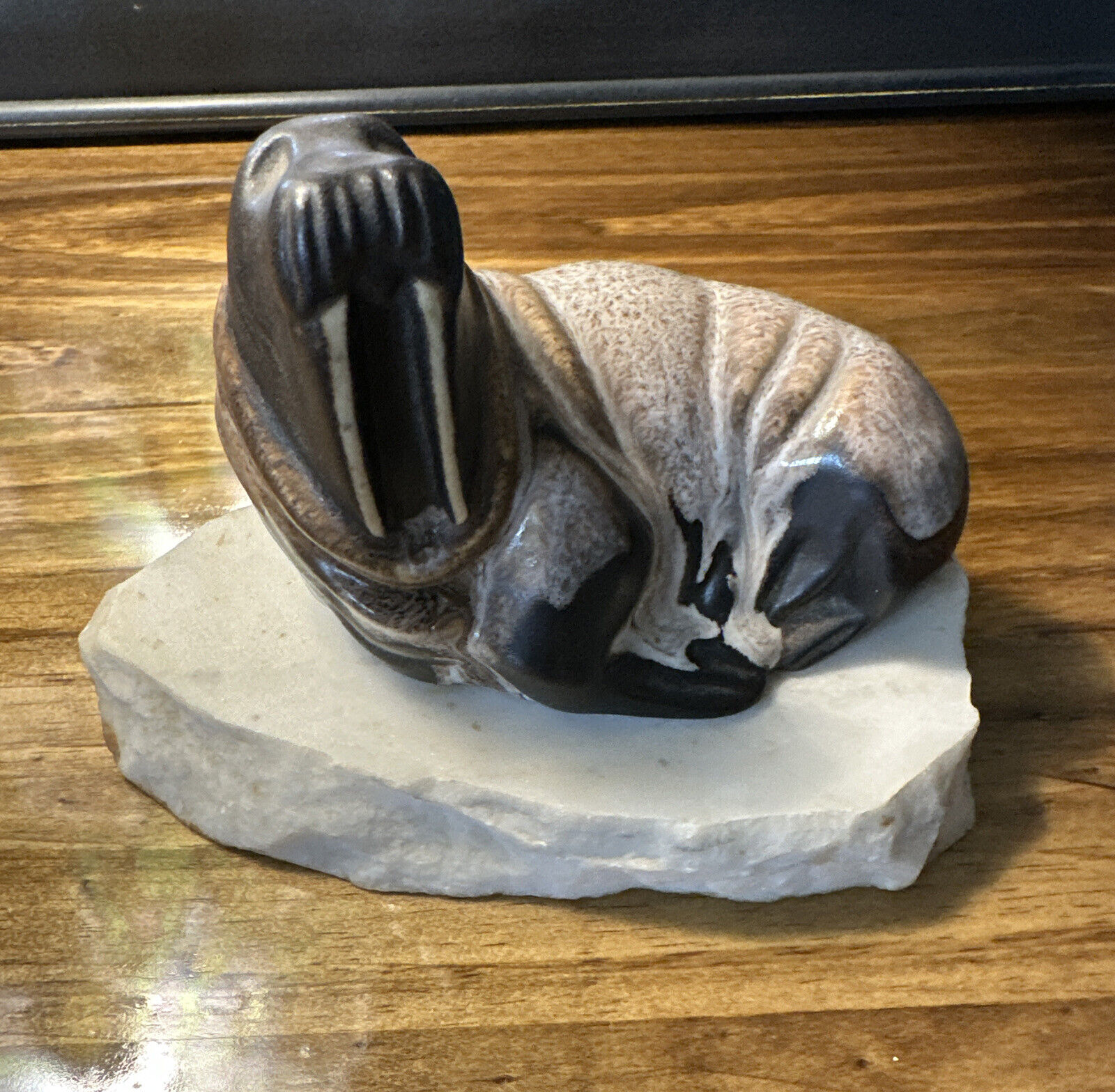 Vintage walrus stone sculpture Signed daga