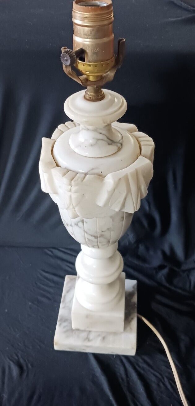 1950s Italian Urn Alabaster Table Lamp, Vintage, Heavy, Working Condition