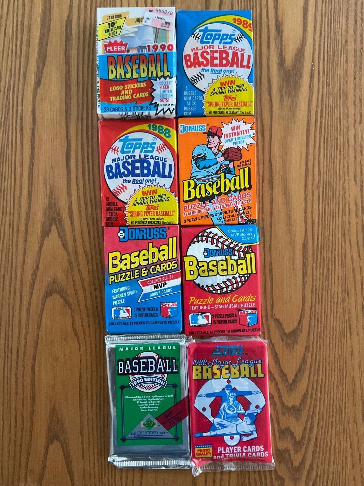GIGANTIC LOT OF 188 OLD UNOPENED BASEBALL CARDS IN PACKS 1990 AND EARLIER