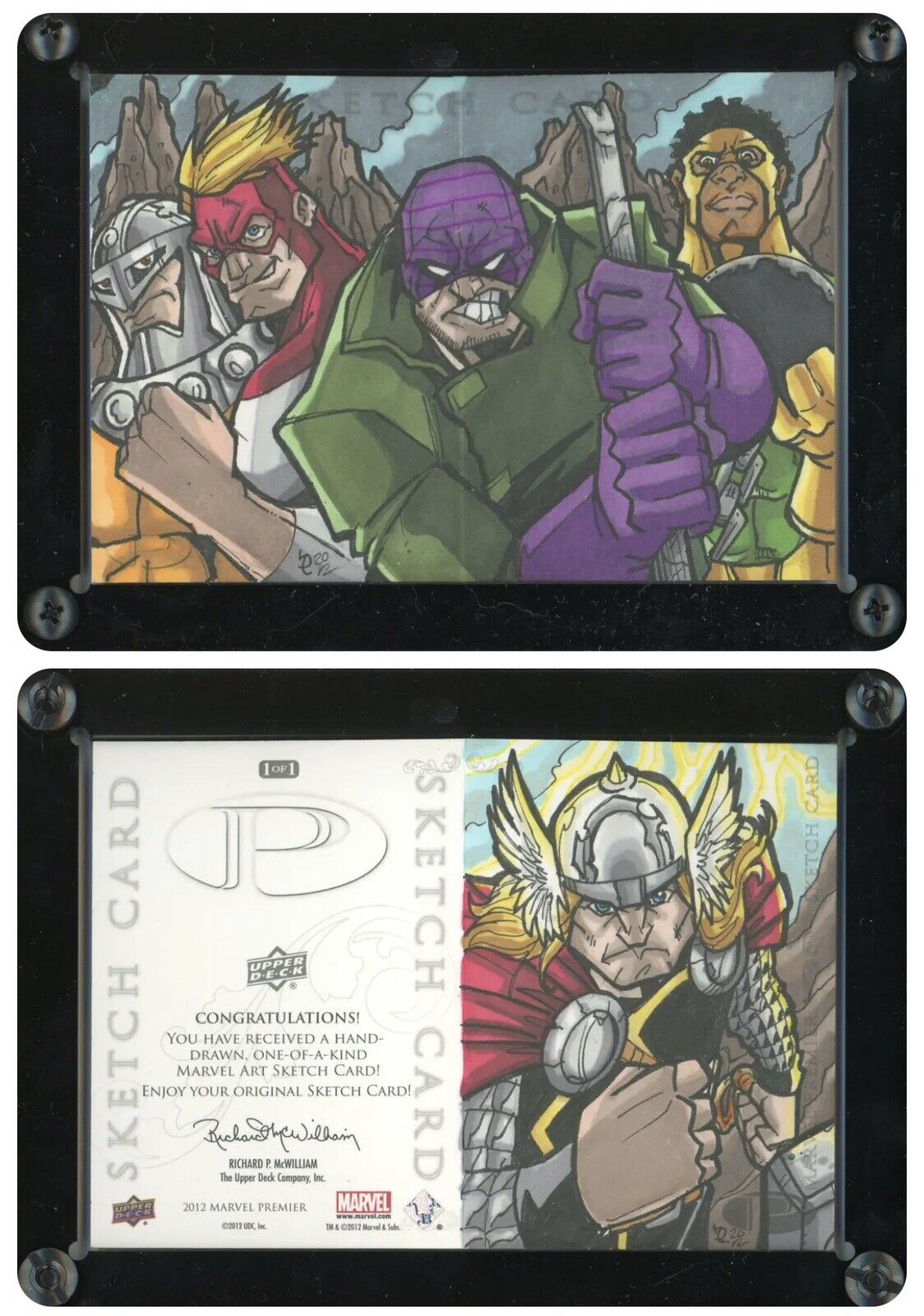 2012 Marvel Premier Dual Panel Sketch Card - Puis Calzada Wrecking Crew/Thor 1/1
