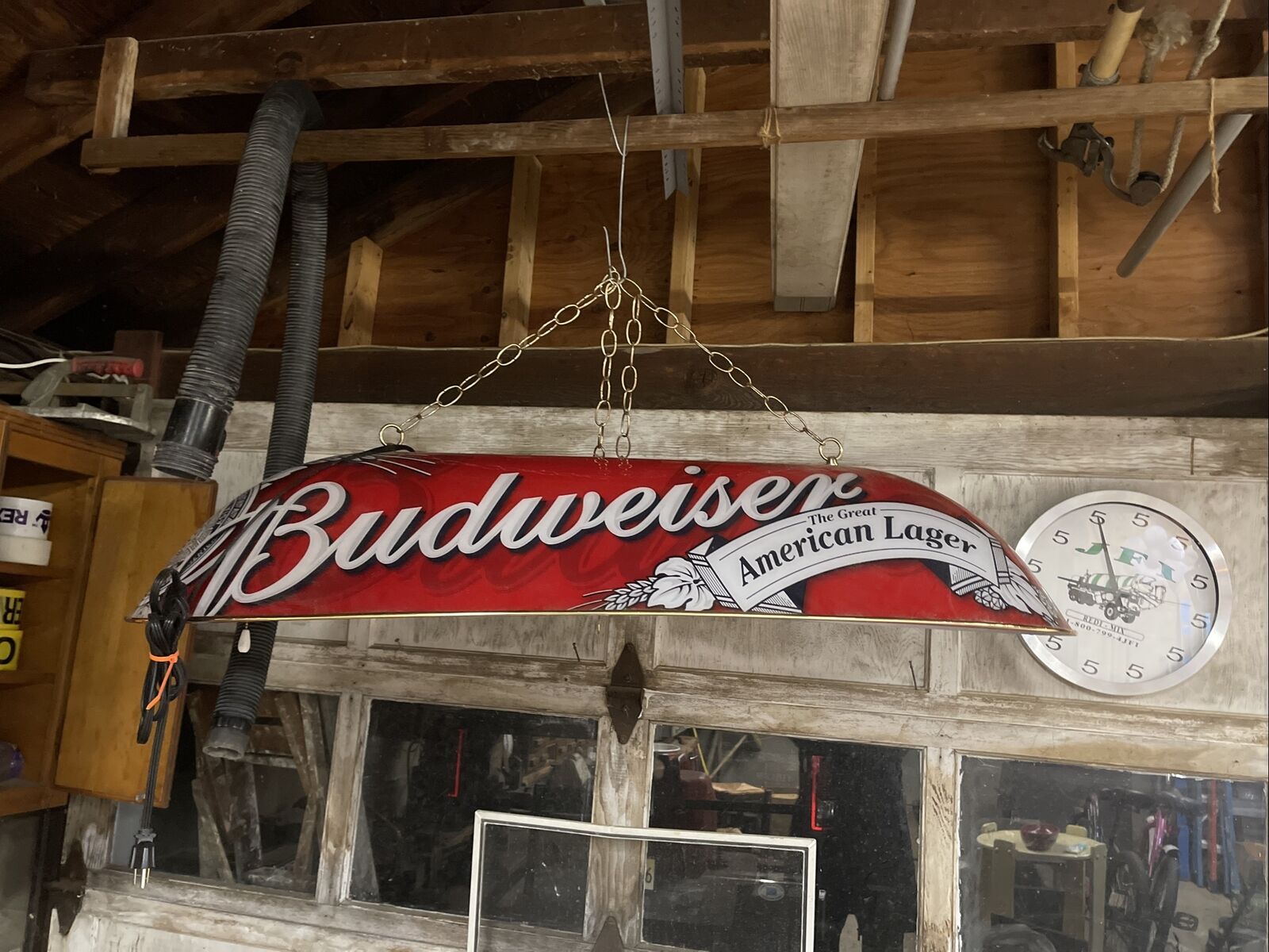 Vintage Budweiser Pool Table Lamp Light Billiards Beer Hanging Advertising