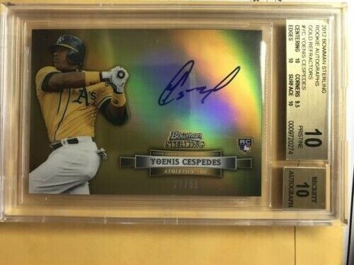 YOENIS CESPEDES 2012 BOWMAN STERLING ROOKIE AUTO RC GOLD REFRACTOR 27/50 BGS 10
