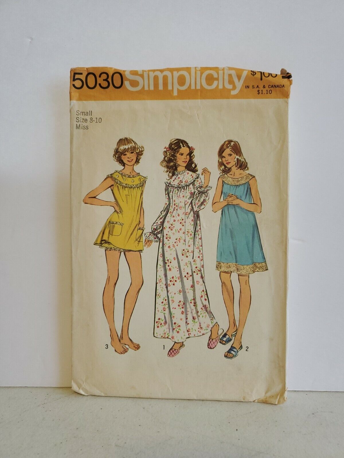 Vtg 1972 Simplicity Pattern 5030 Babydoll Pajamas, Nightgown Sz S 8-10 Complete 