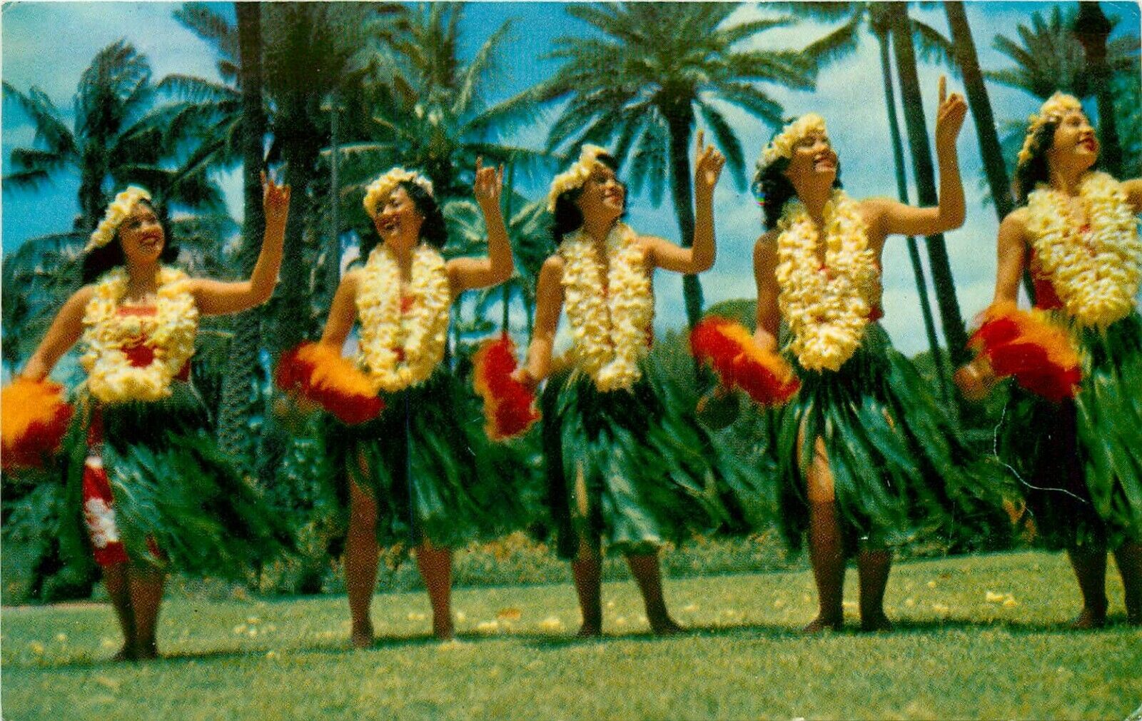 Hawaiian Luau Hula Dancers Hawaii HI Postcard