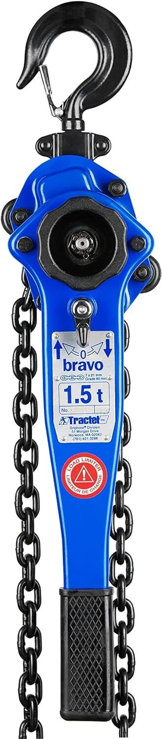 Tractel bravo - 1.5 Ton Lever Chain Hoist | 3000 lbs 10' Lift,