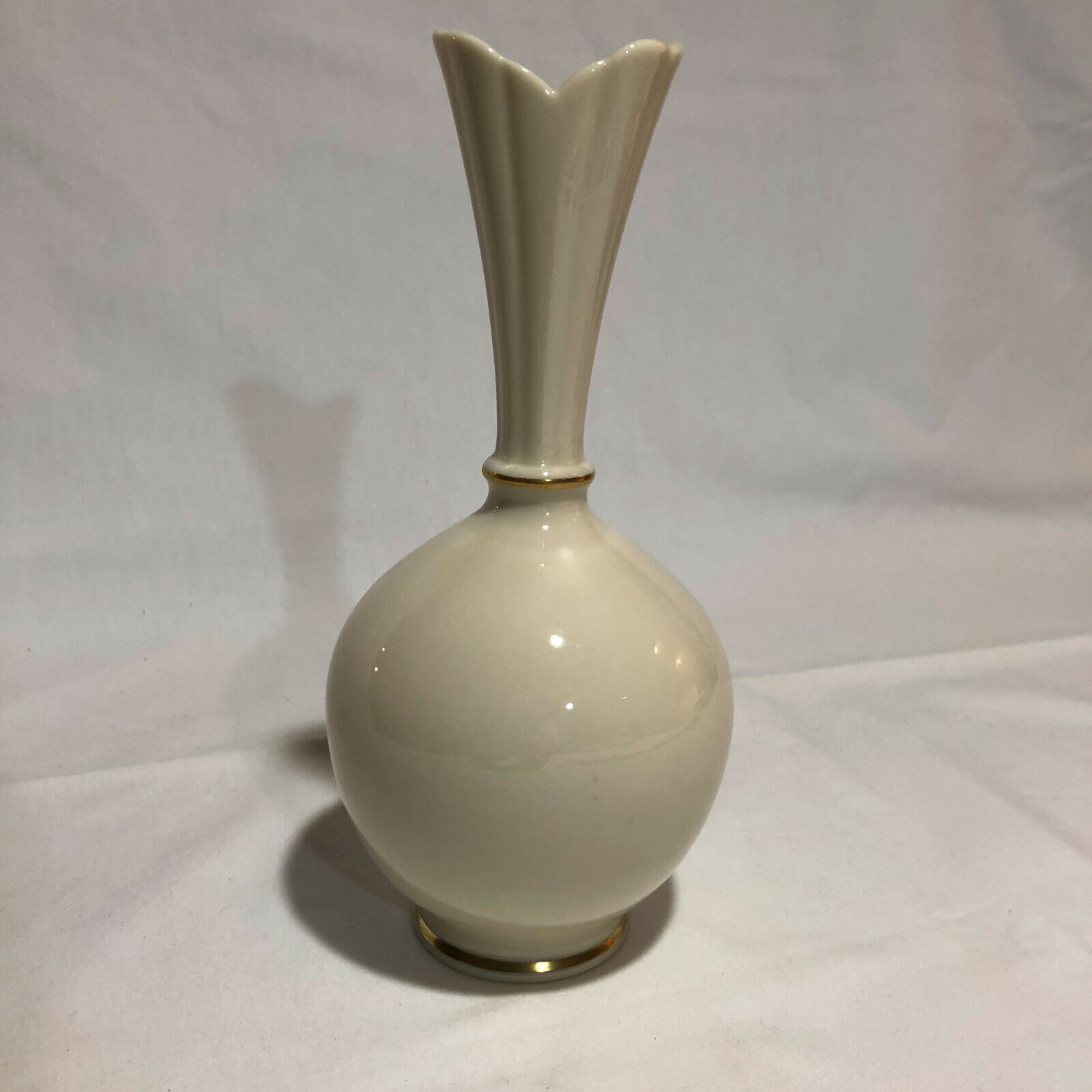 Vintage Lenox Vase Bulbous Ivory with Gold Trim -Elegant