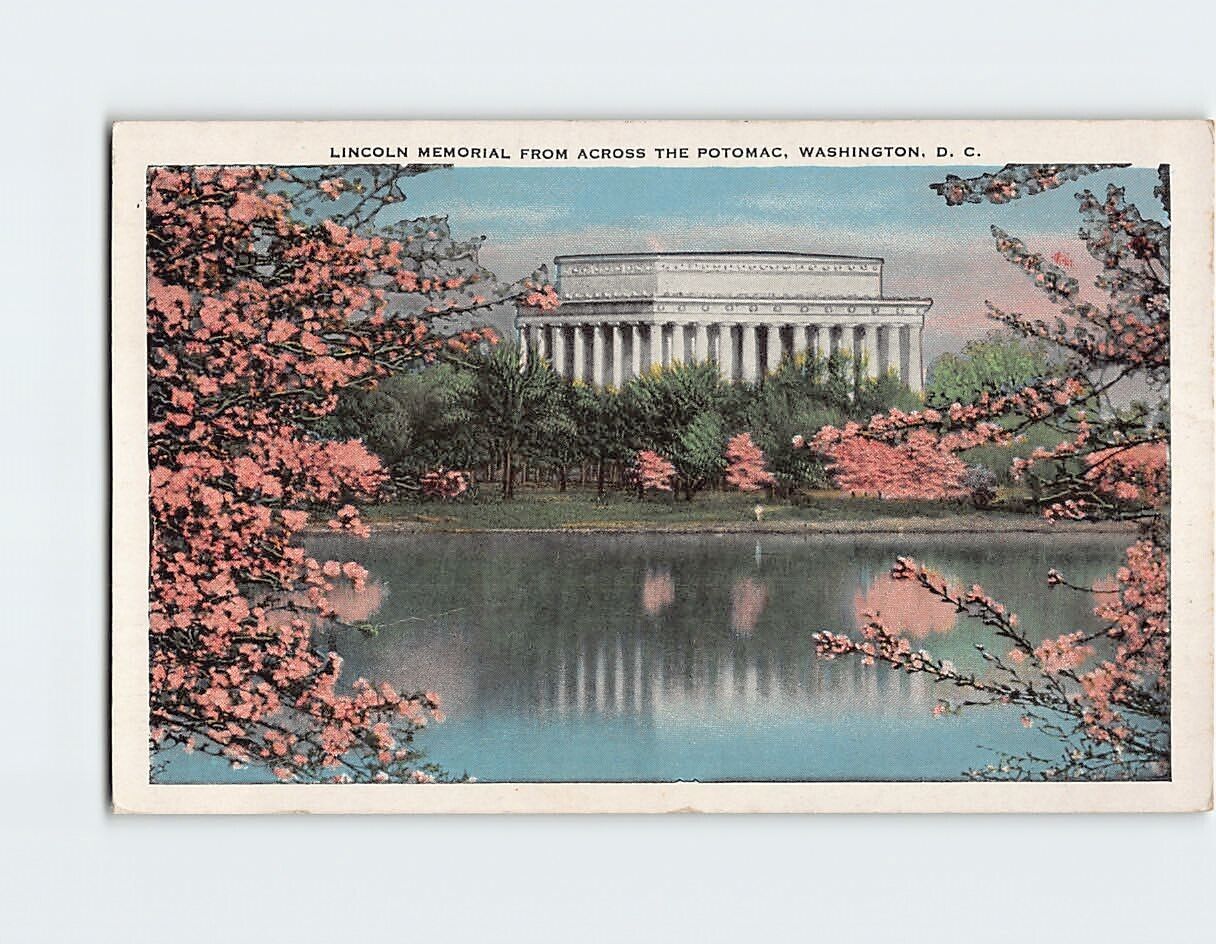 Postcard Lincoln Memorial from across Potomac Washington DC USA