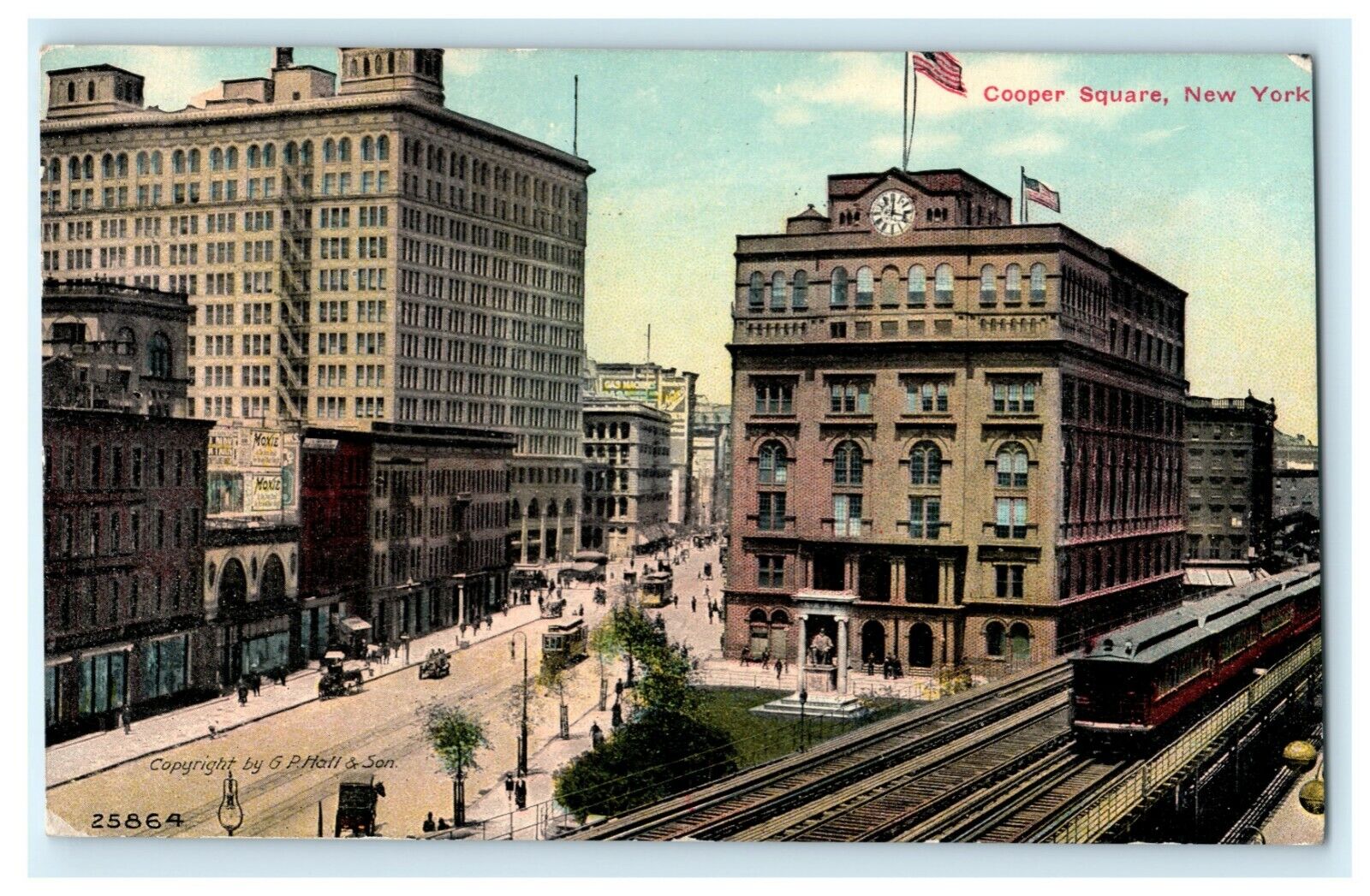 Cooper Square New York 1912 Port Jervis Vintage Antique Postcard